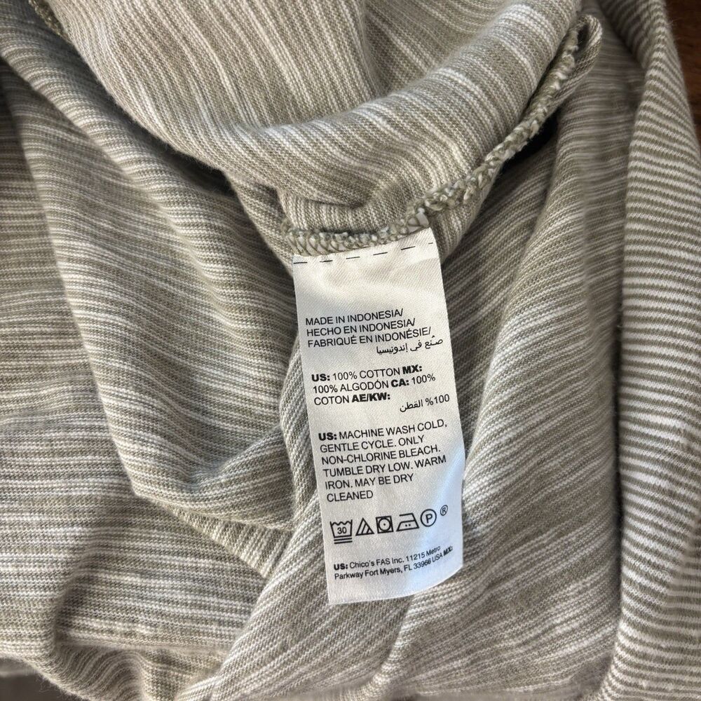 Chico's Zenergy Cotton Maxi Dress Size 2 Large 12 14 Striped Short Sleeve Pocket - Picture 8 of 8